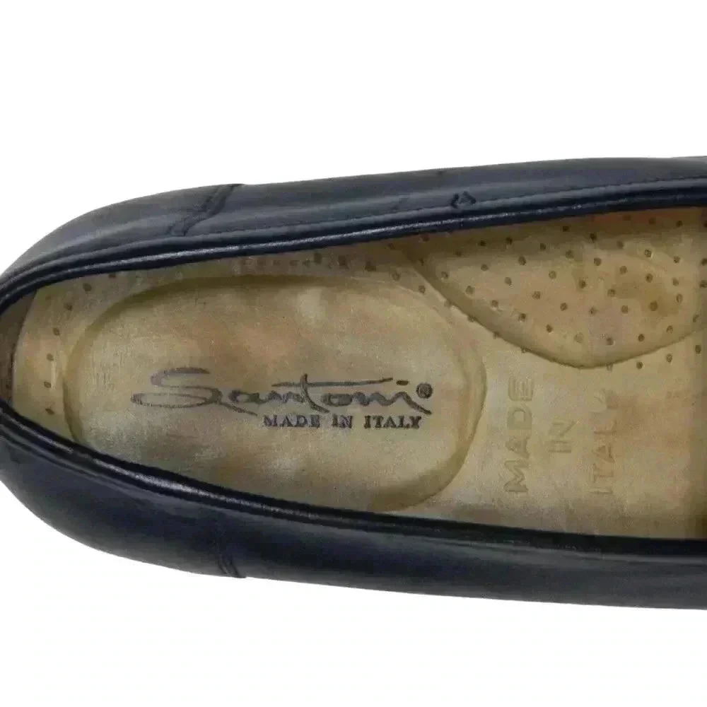 Santoni Men's Made in Italy Black Leather Tasseled Loafers Shoes Size 9.5 D